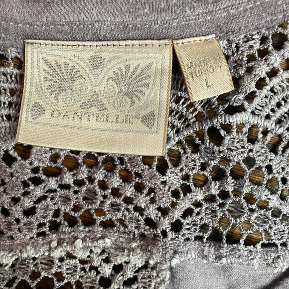 Dantelle t-shirt top with lace detail- Dusty purple Dante;;e burnout top size L - Picture 4 of 5